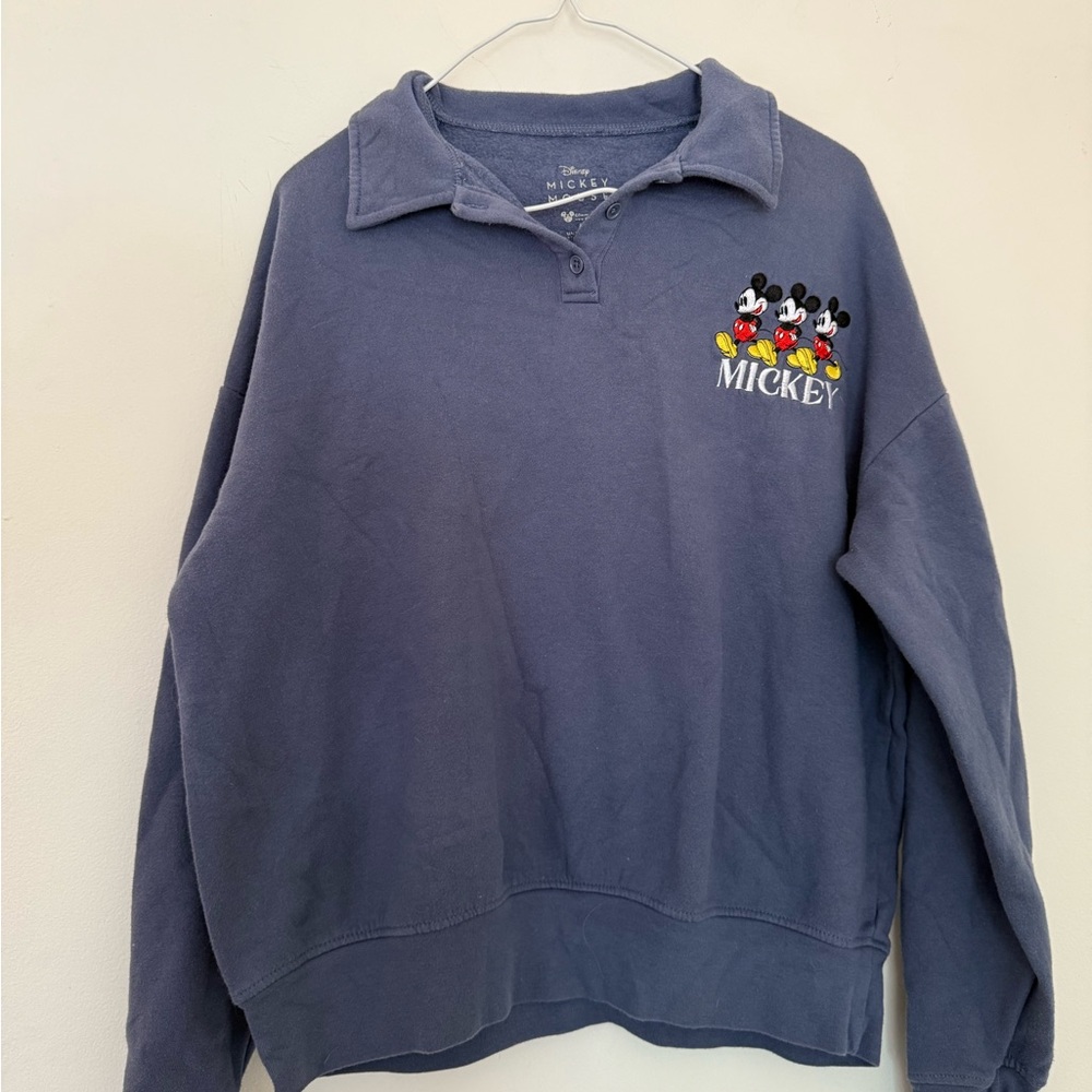 Vintage Disney Mickey Mouse Embroidered Navy Pullover